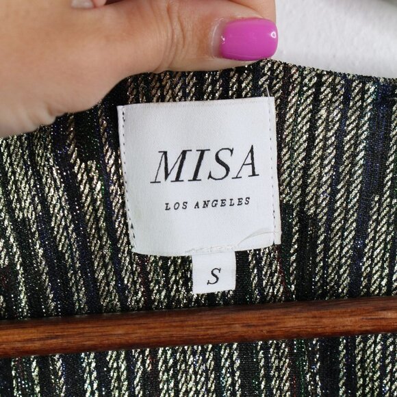 Misa Los Angeles Ava Metallic Stripe Midi Dress Size S - Picture 10 of 12